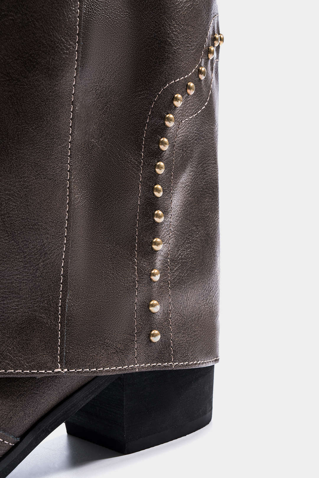 Leather Rivet Knee-High Boots