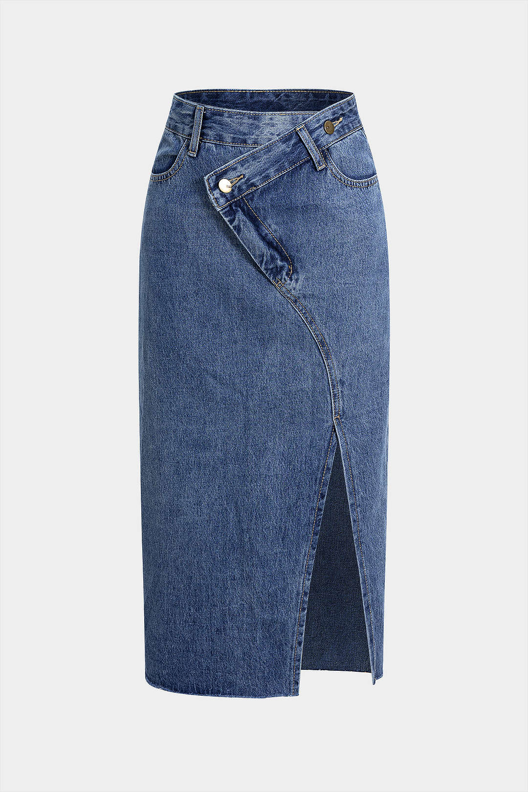 High Waist Asymmetrical Denim Skirt