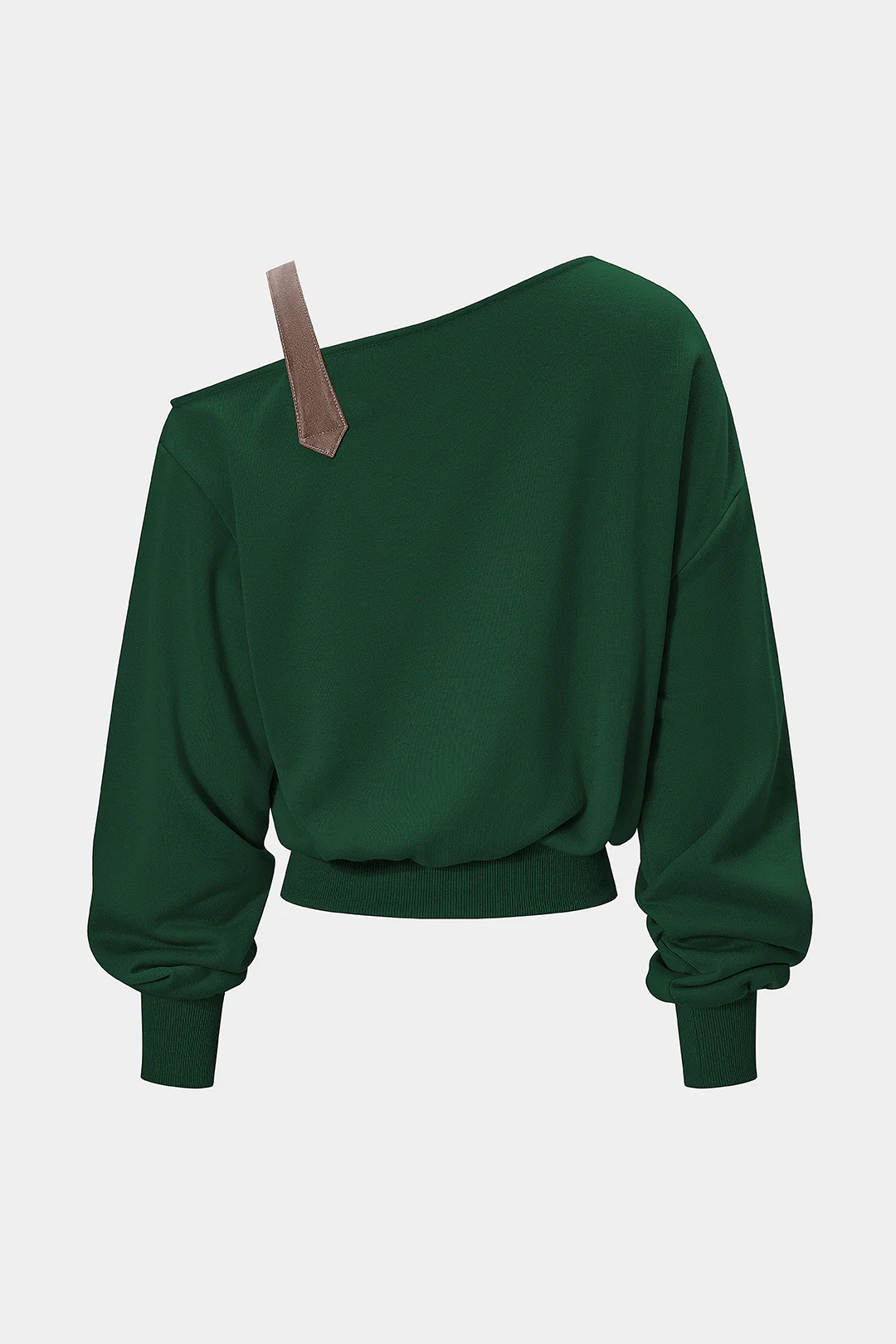 Patchwork Asymmetric Shoulder Long Sleeve Top