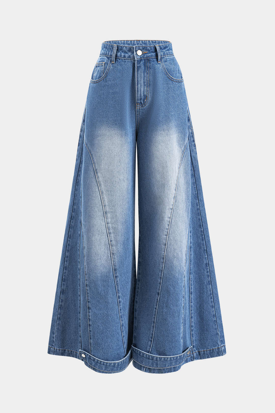 Washed Wide Leg Denim Jeans