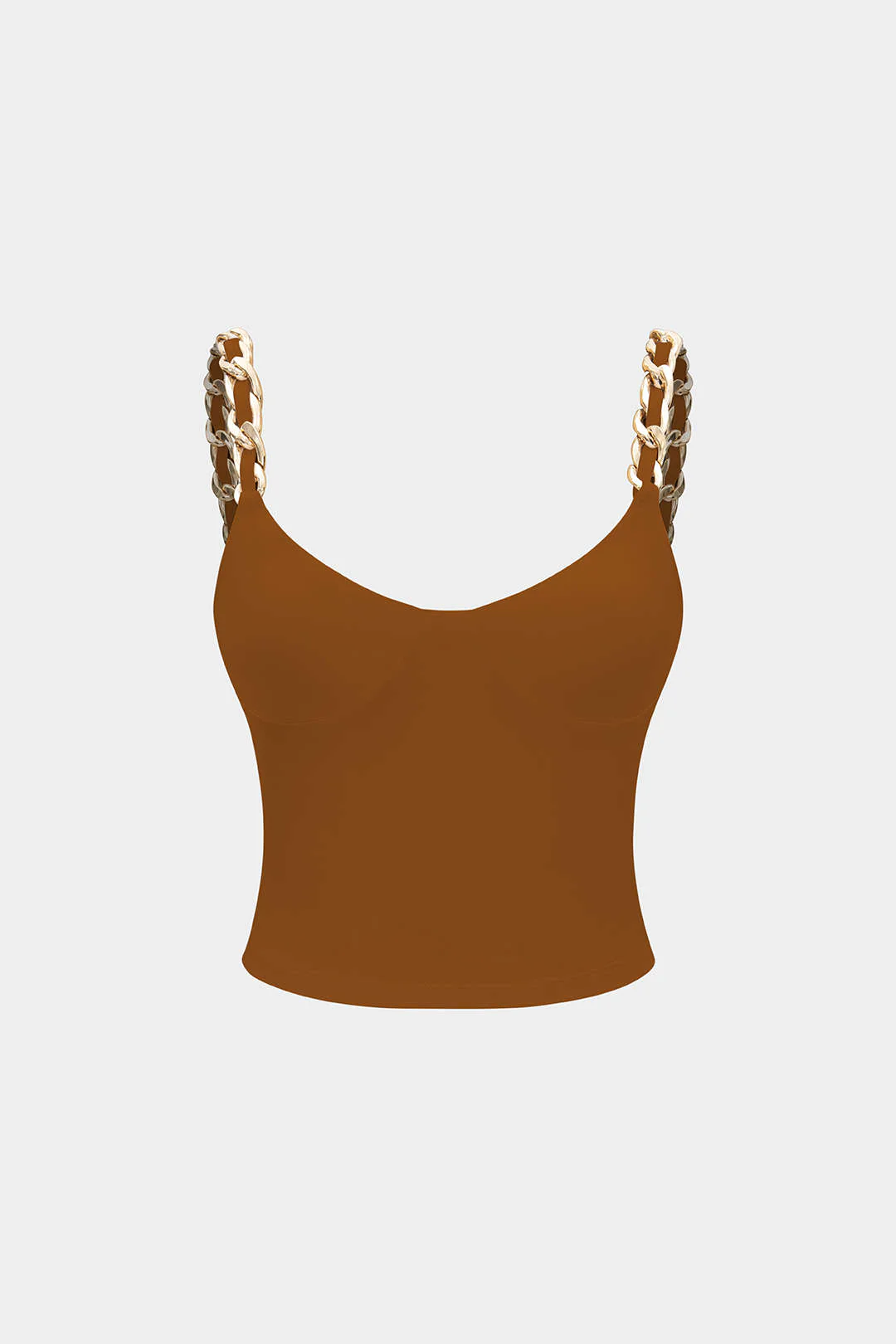 Metallic Chain-Trimmed Semi-Sheer Camisole Top