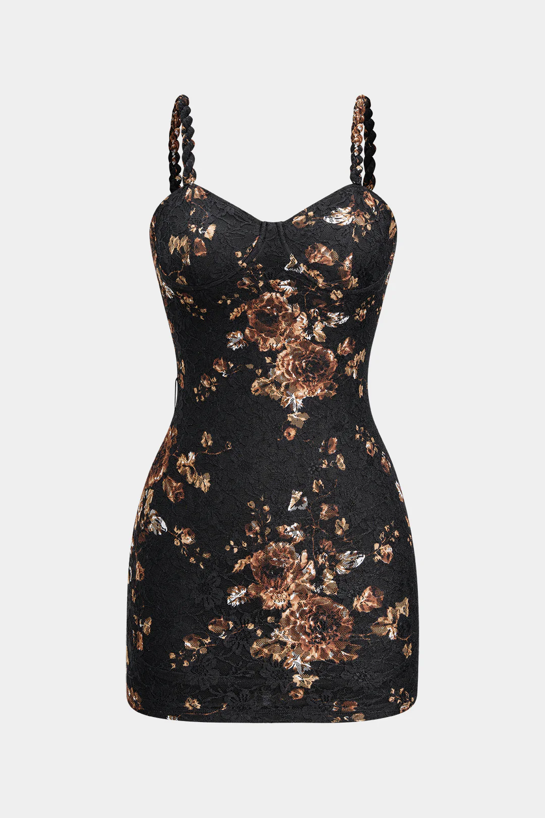 Floral Lace Patchwork Twist Knot Sleeveless Dress and Satin Asymmetrical Tie Knot Skirt Ensemble