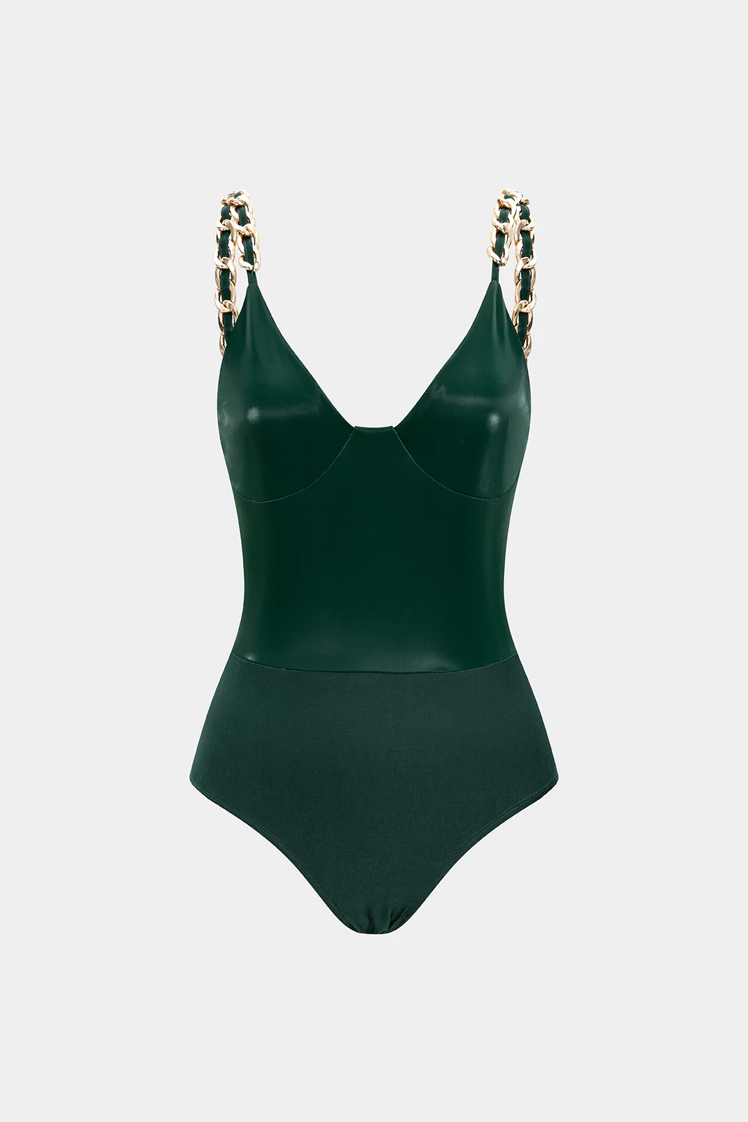 Faux Leather Chain Patchwork Sleeveless Bodysuit