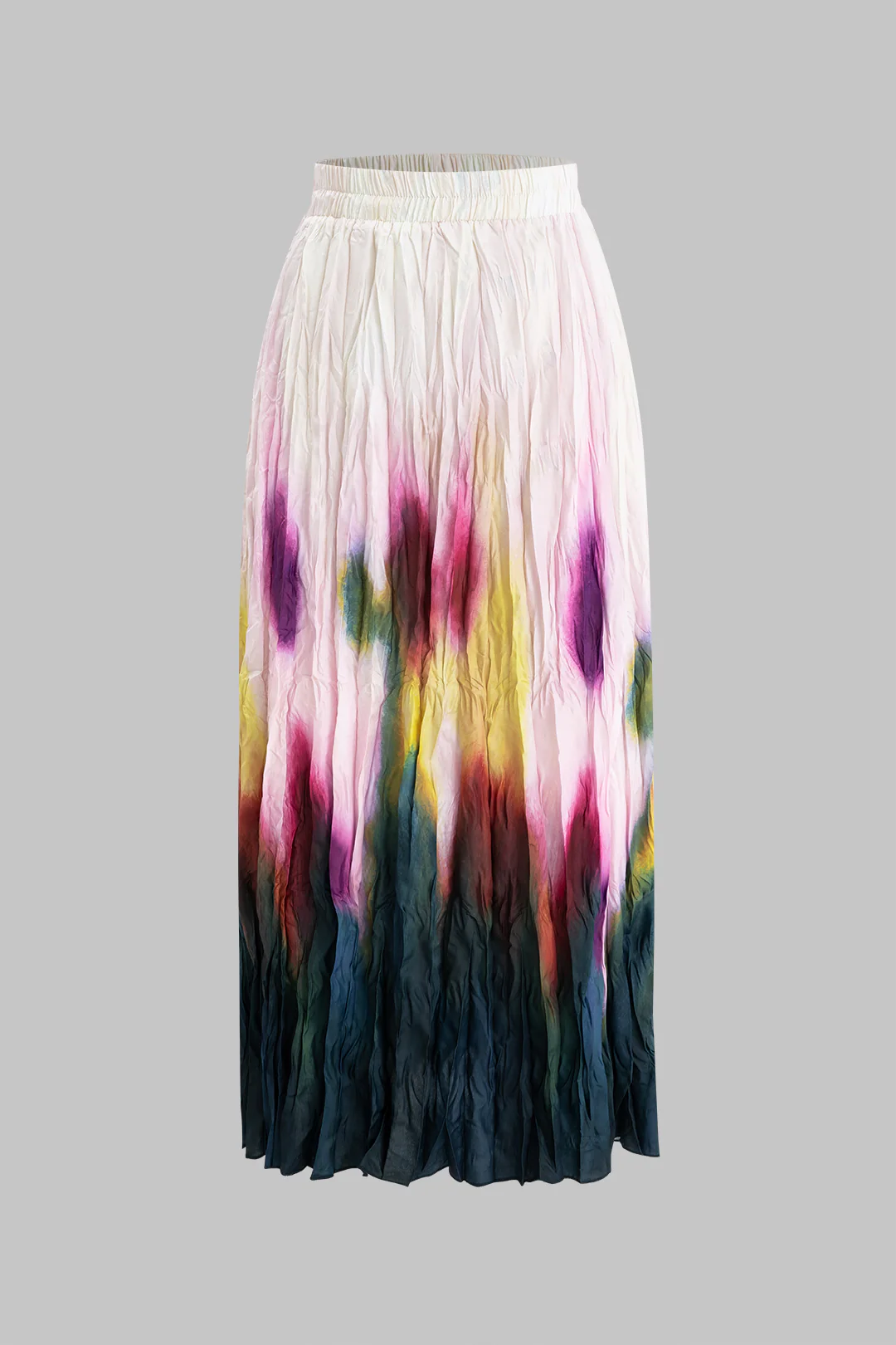 Abstract Tie-Dye High-Waisted Ruched Skirt