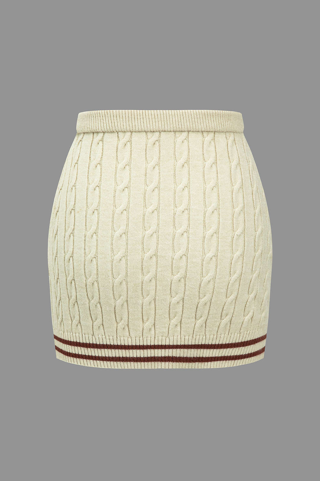 Color Block Print Knitted Button Skirt