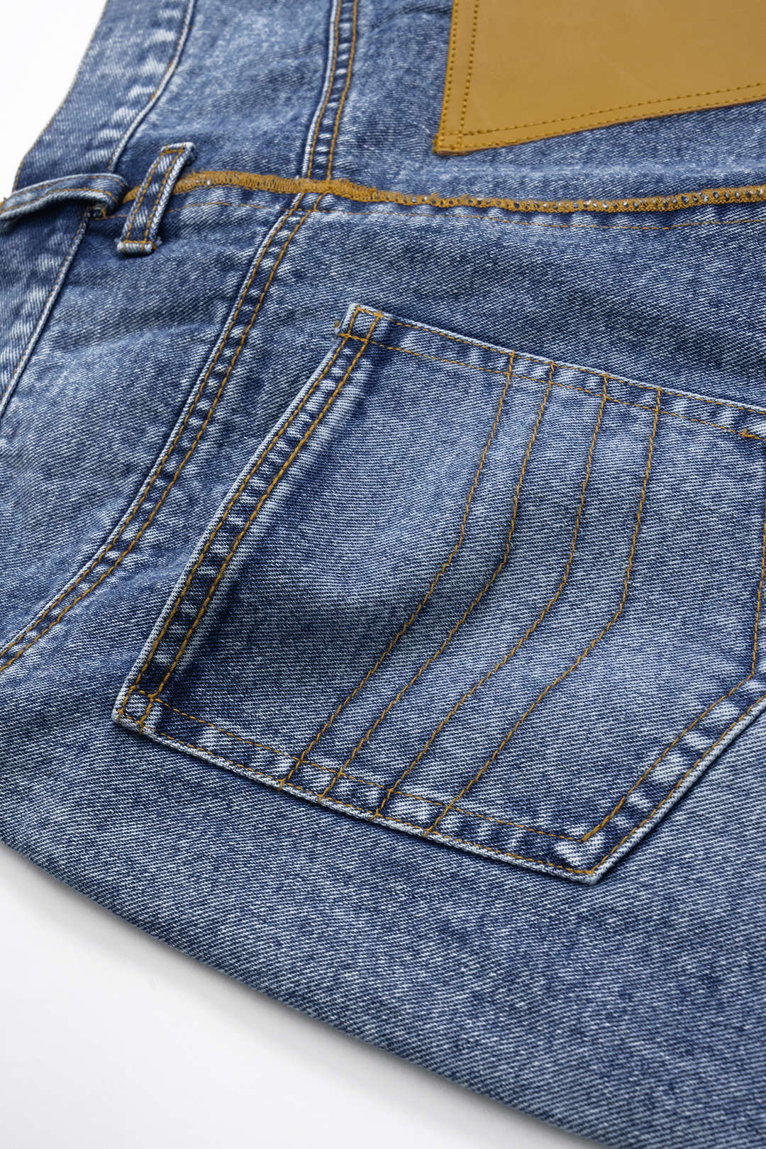 Denim Contrast Whipstitching Pocket Skirt
