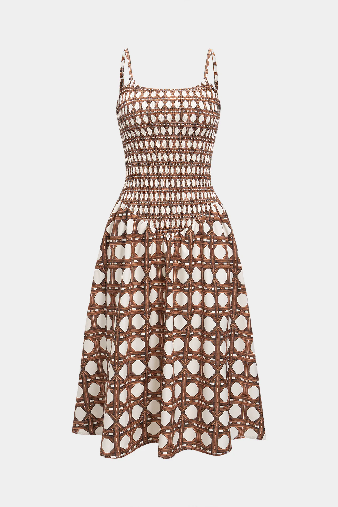 Abstract Geometric Pattern Slip Sleeveless Mid-length Dress