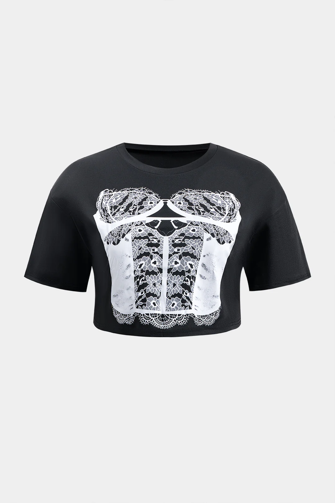 Plus Size Abstract Print Short Sleeve Top And Skirt Set