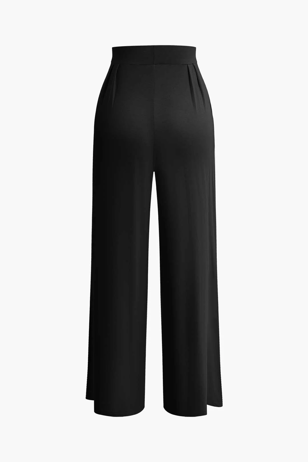 Tie Knot Front Ruched Tube Top and Pleated Wide-Leg Pants Set