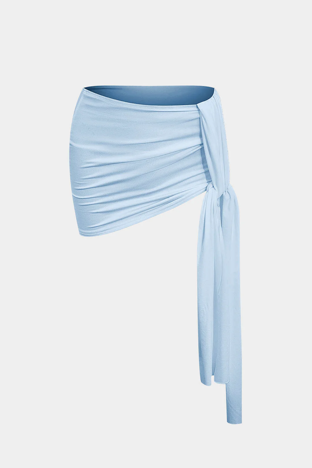 Asymmetrical Ruched Crop Top and Tie Mini Skirt Set