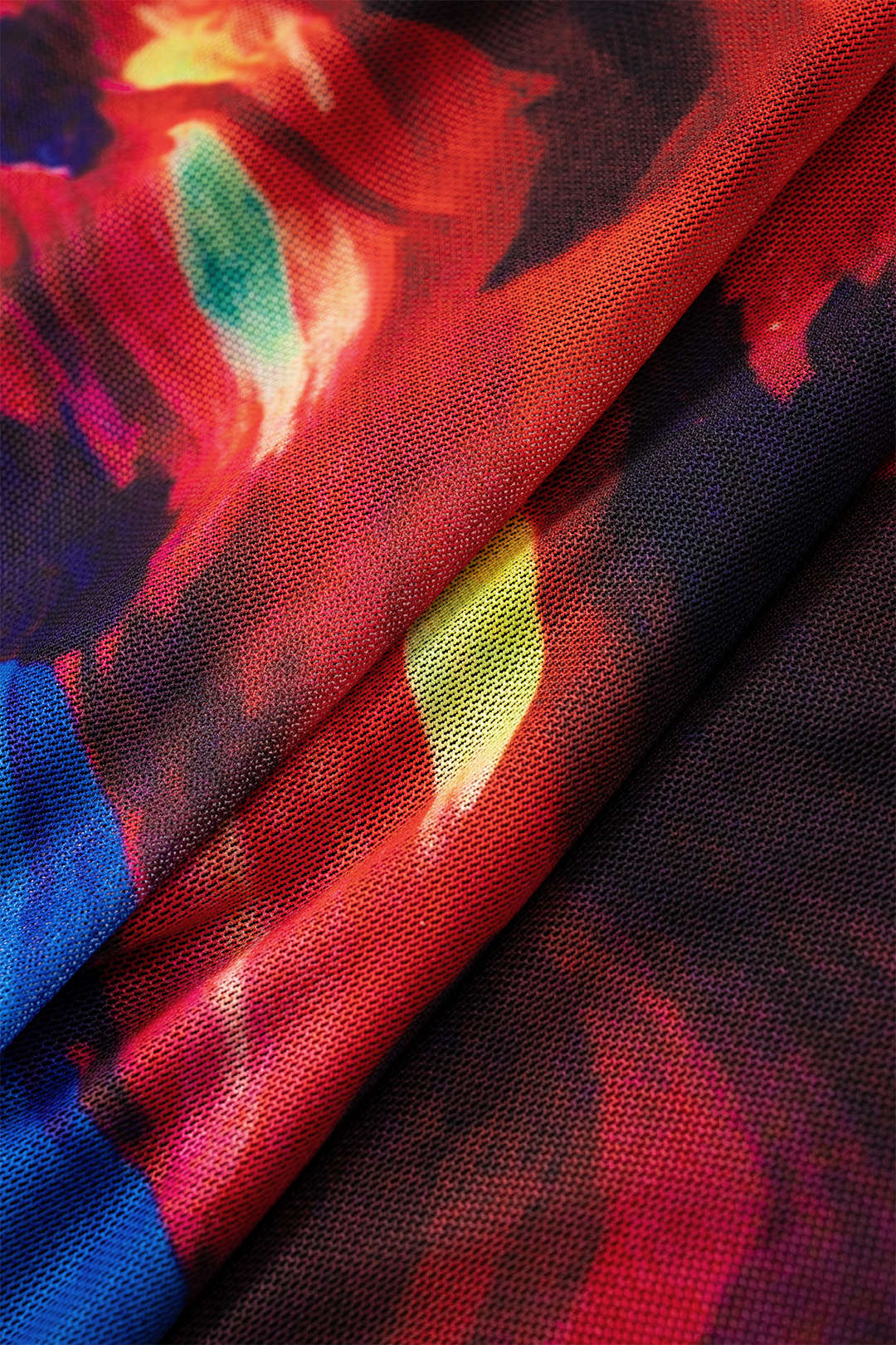 Mesh Abstract Print Cut-Out Crossed Skirt