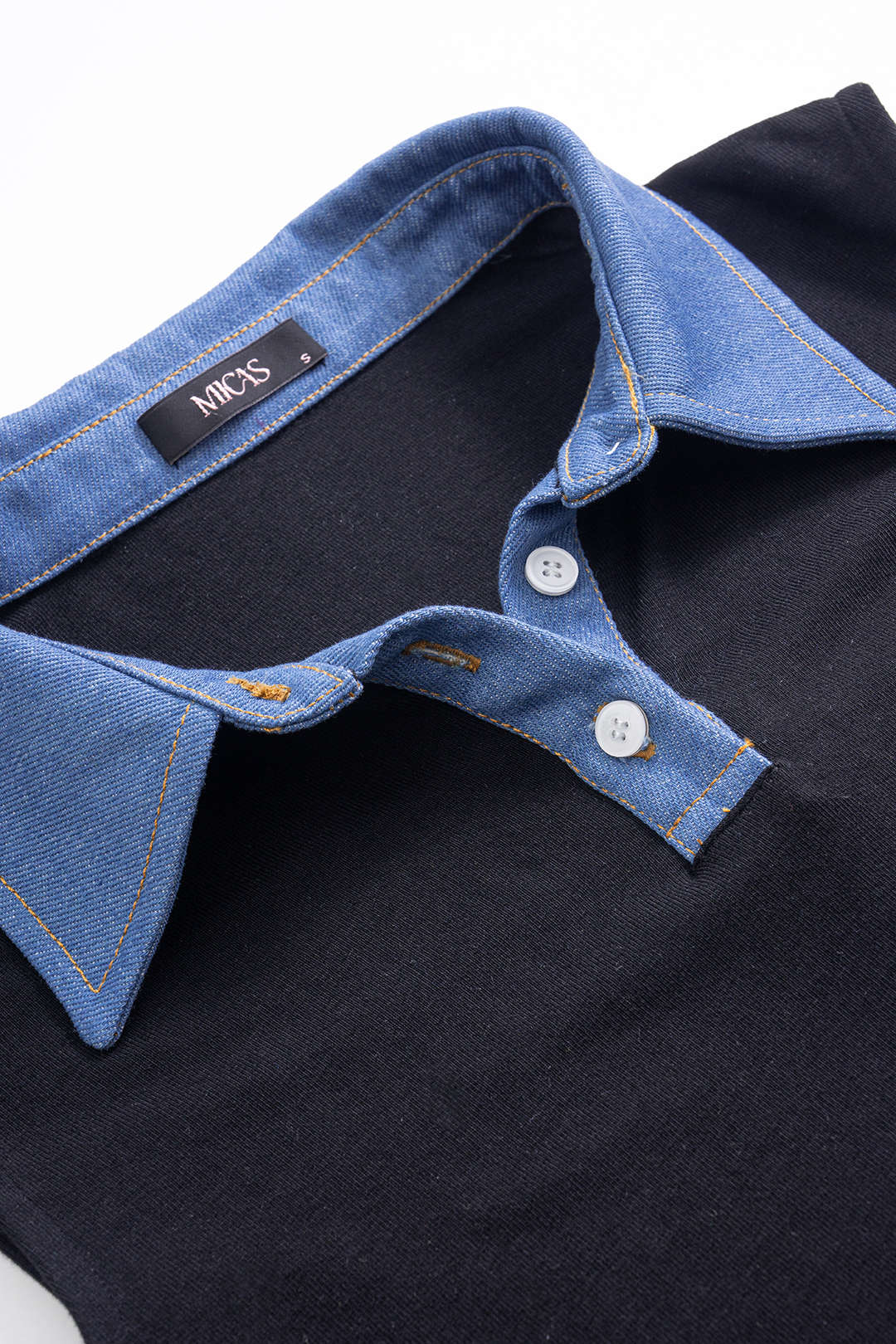 Denim Button Patchwork Sleeveless Tank Top