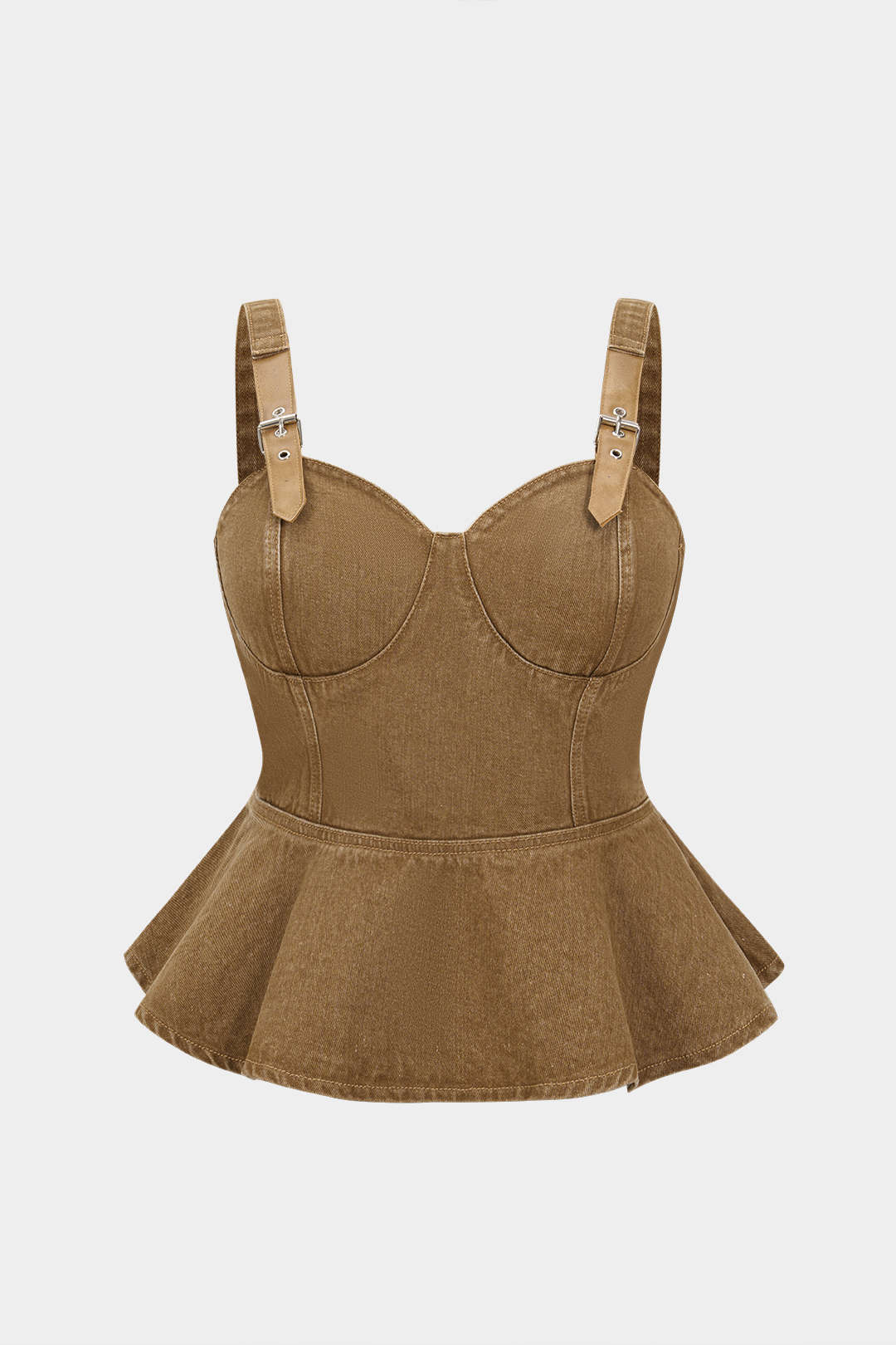 Plus Size Denim Zipper Patchwork Cropped Top