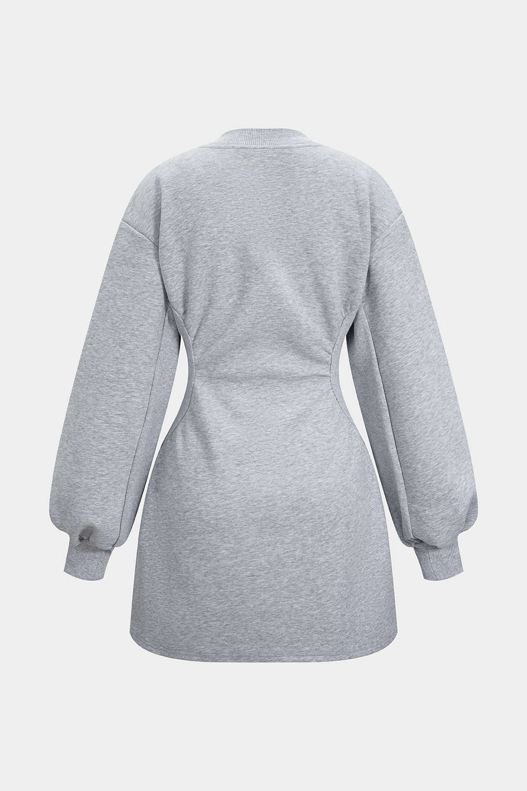 V-Neck Waist Long-Sleeve Mini Dress