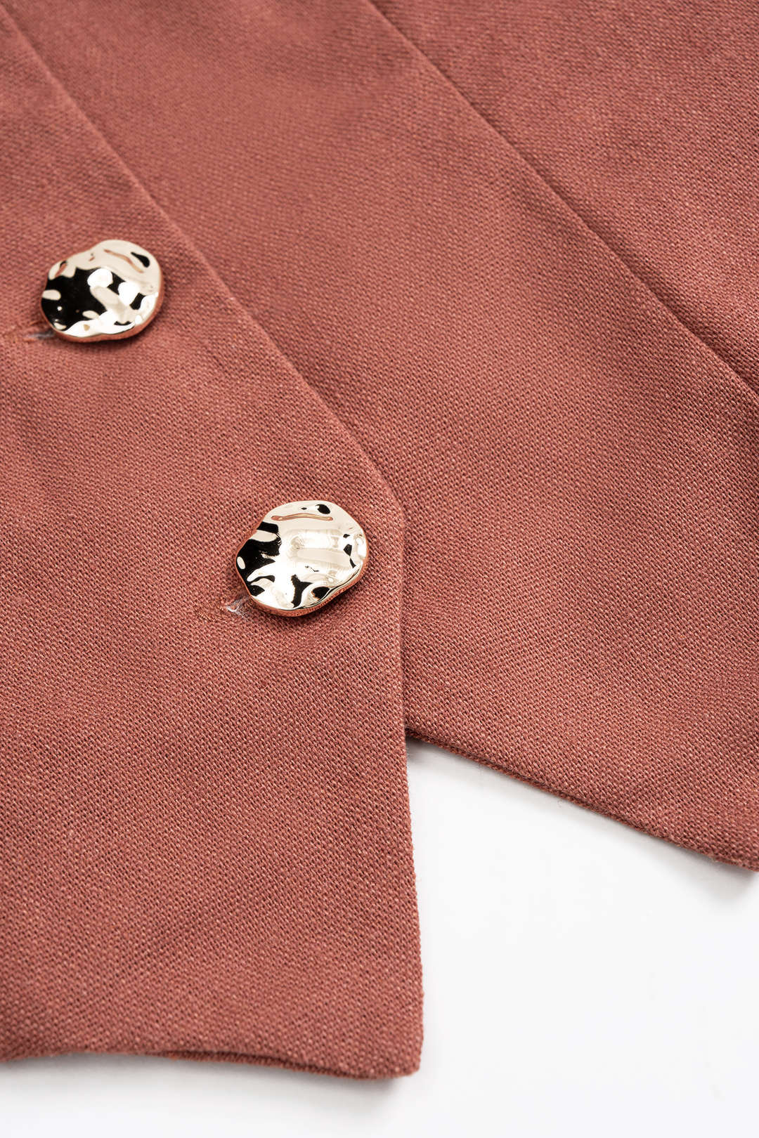 Linen V-Neck Button Vest And Low Waist Skirt Set