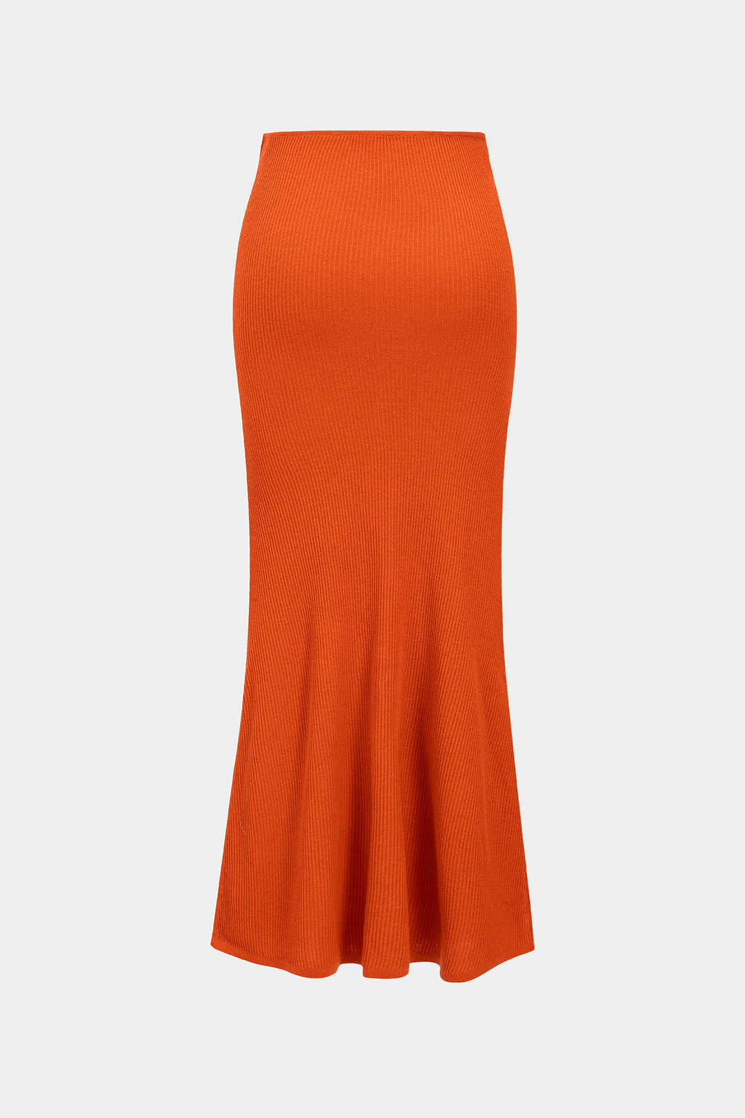 Solid Knitted Slit Skirt