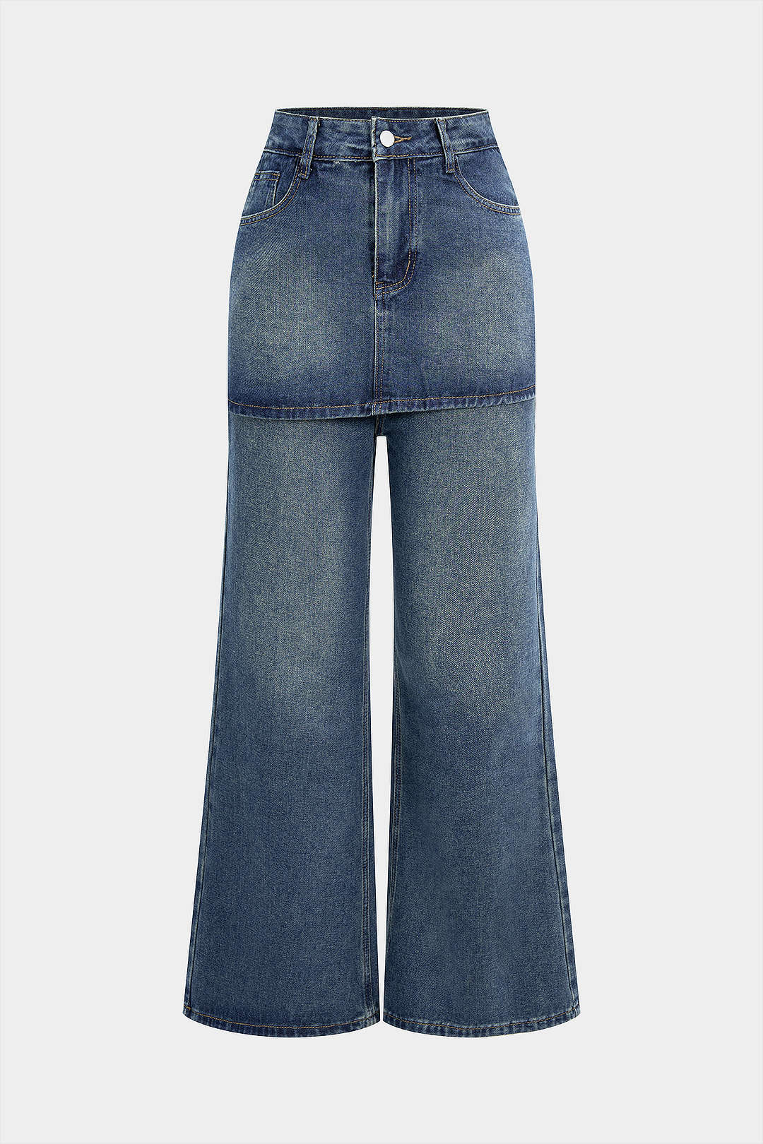 Denim Washed Straight Leg Jeans