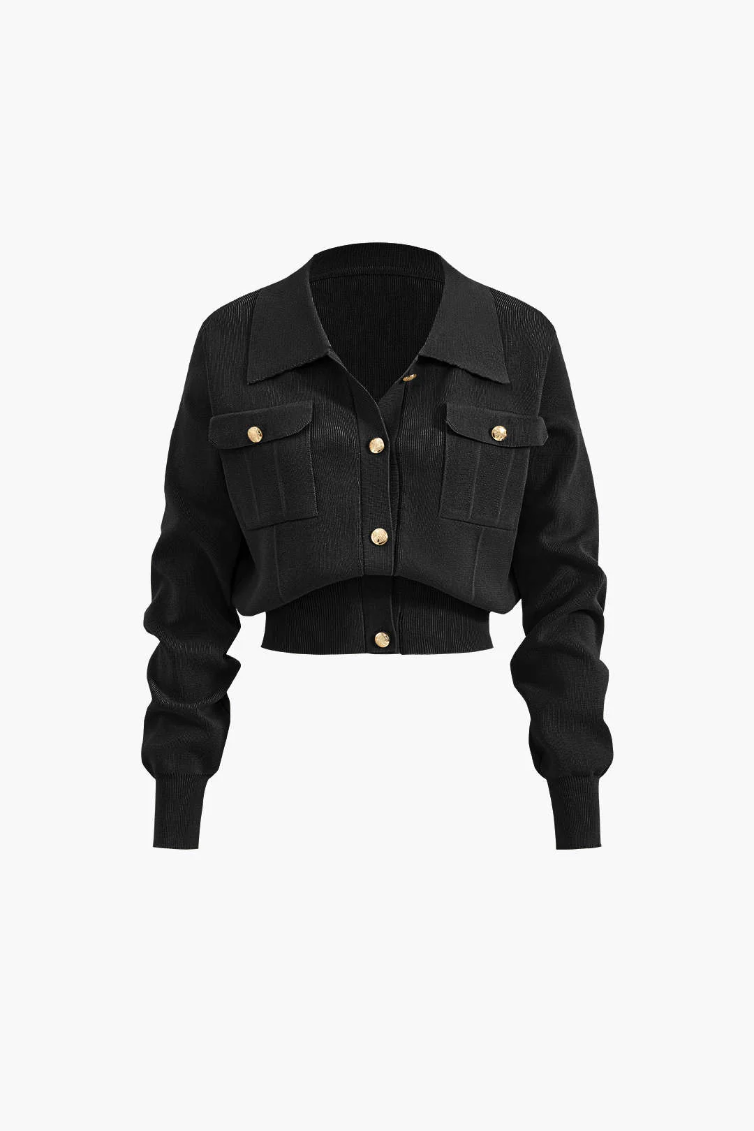 Cropped Button-Up Knit Top and Maxi Skirt Ensemble