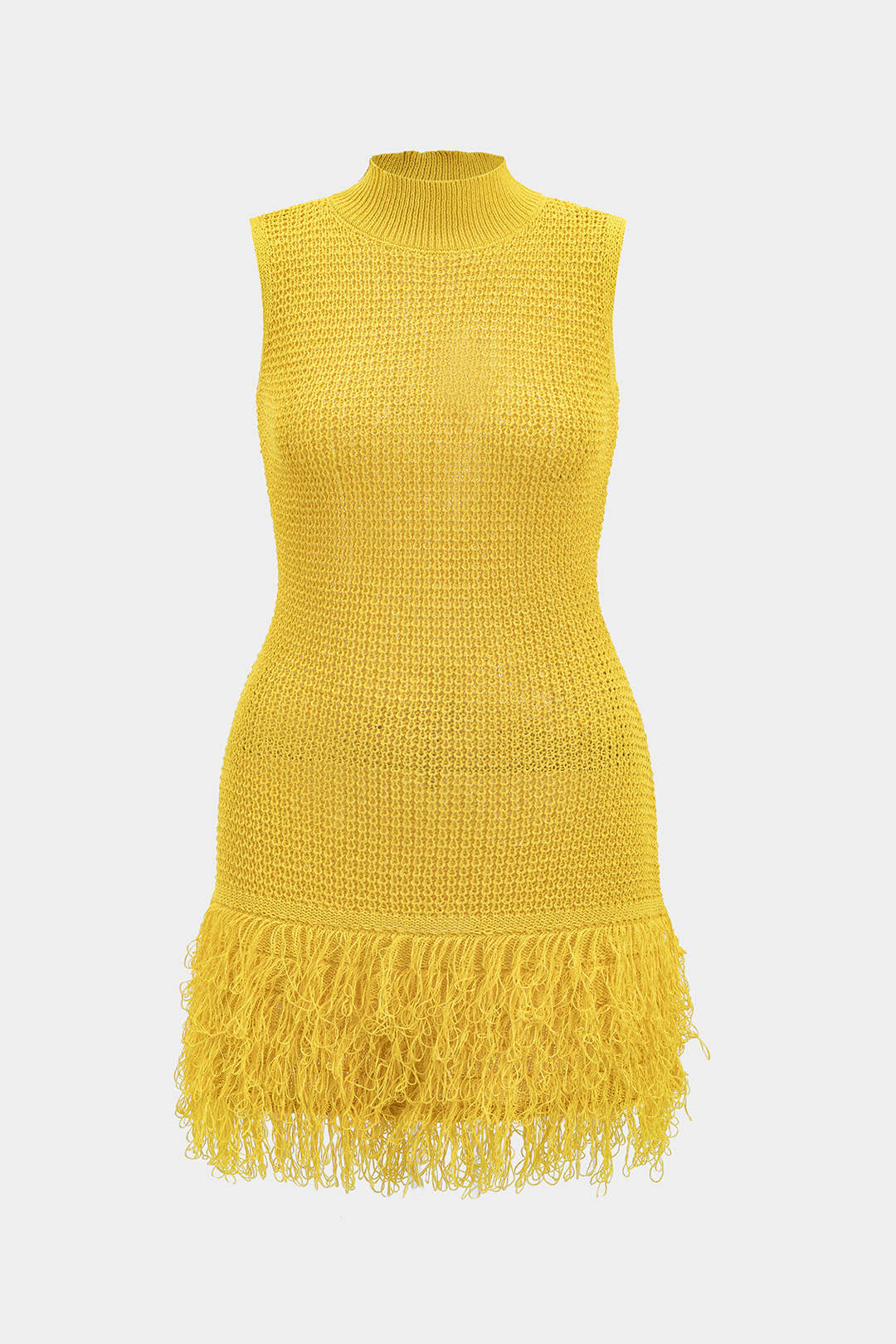 Plus Size Knit Fringe Sleeveless Dress