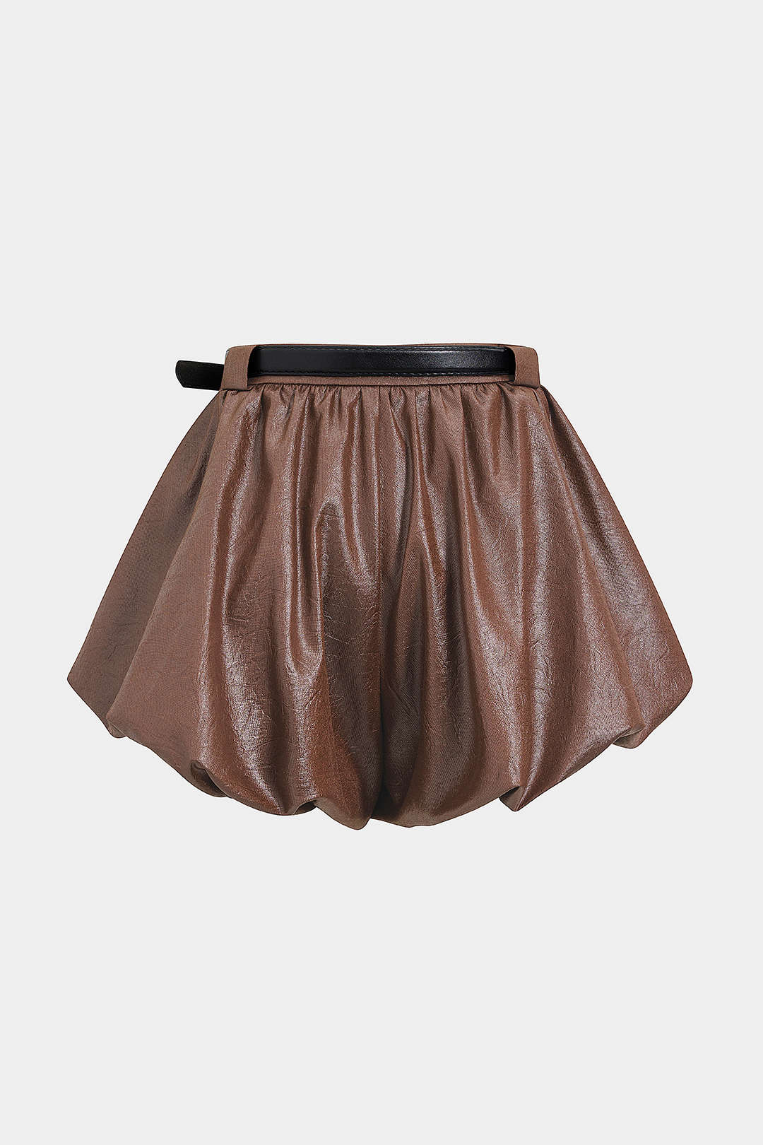 Ruched Belted Puff Shorts