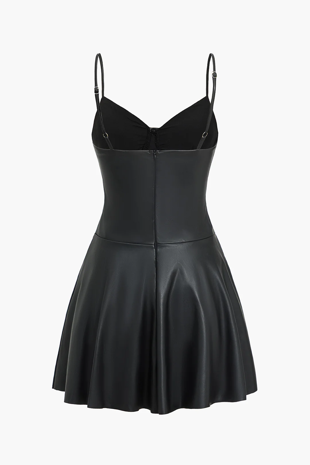 Solid Faux Leather Slip Bustier Mini Dress