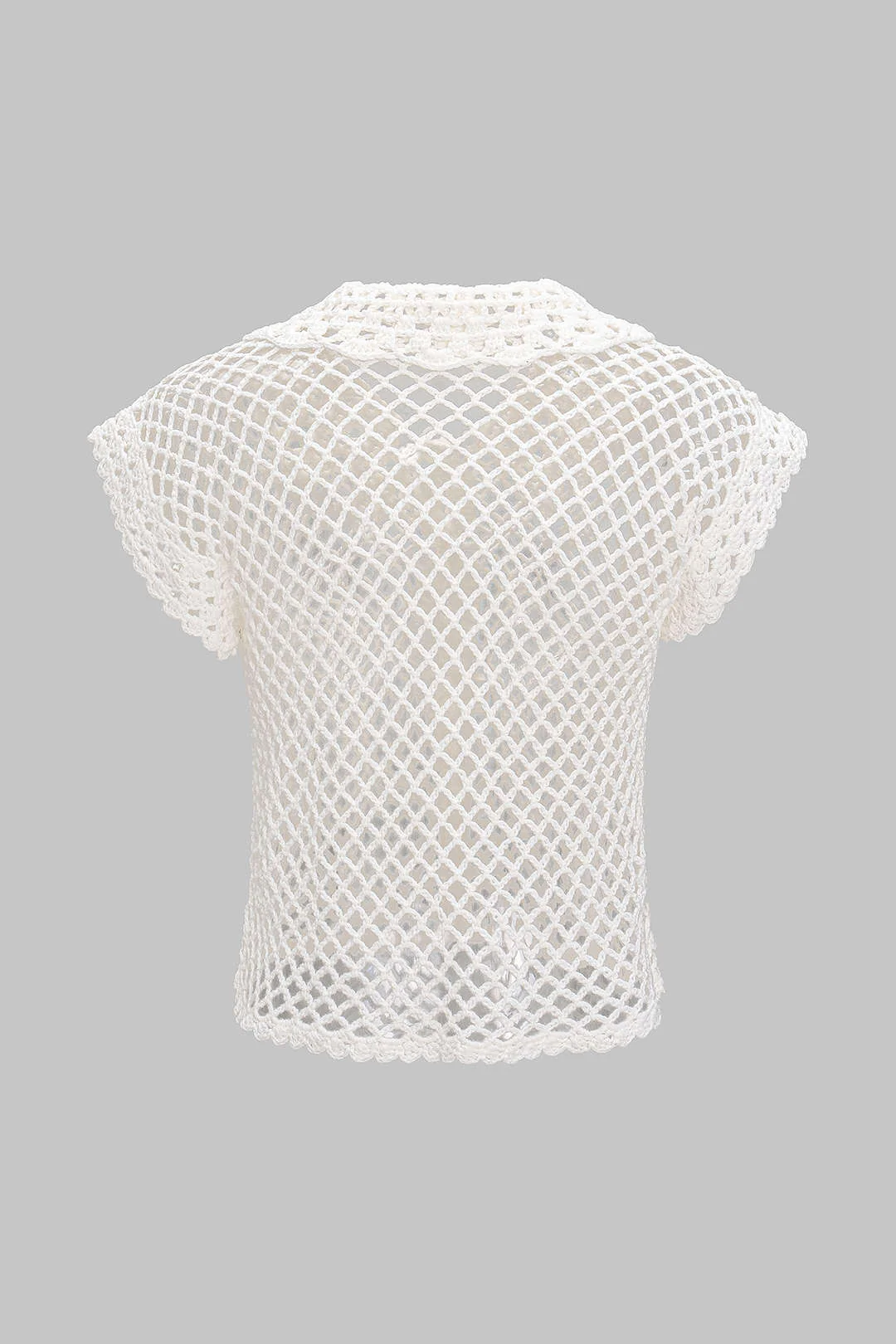 Knit Hollow-Out Short-Sleeve Top