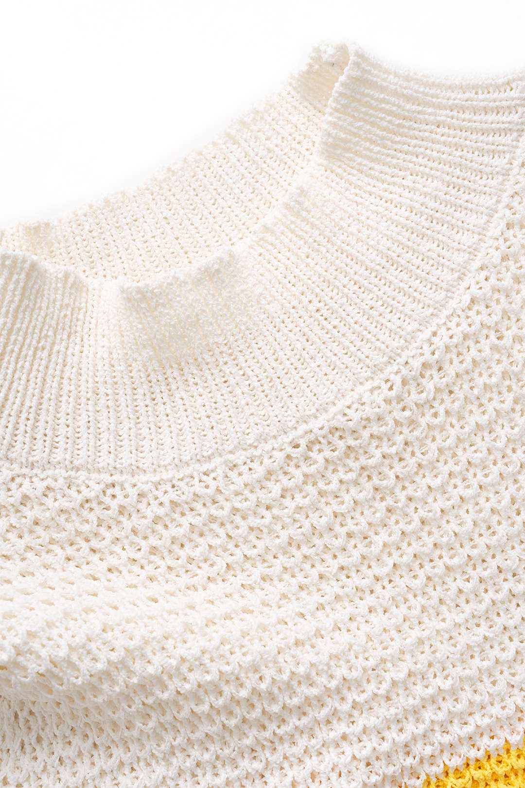 Knit Contrast Mock Neck Fringe Hollow-Out Sleeveless Dress