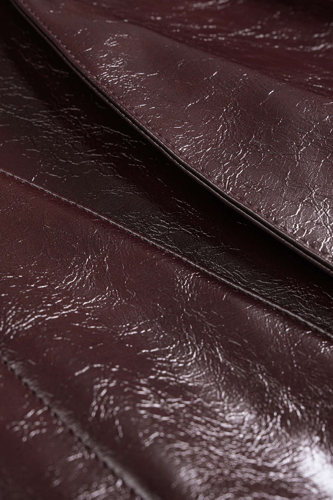 Faux Leather Pleated and Stitched Skirt