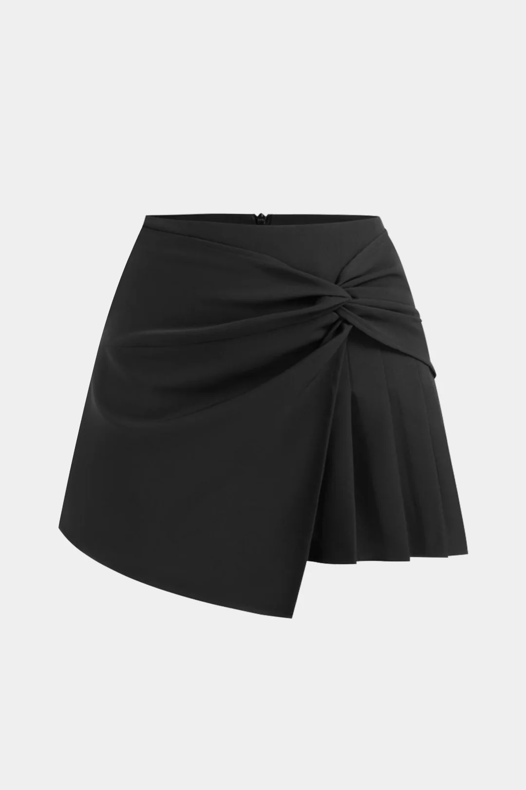 Plus-Size Asymmetric Twist-Knot Zipper Skirt