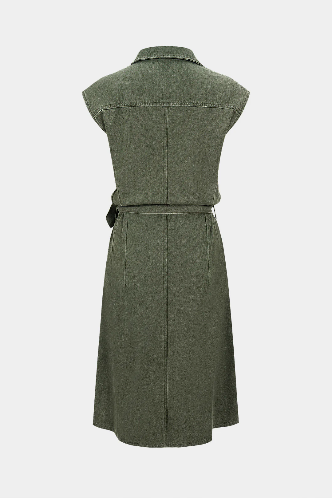 Denim Button-Tie Sleeveless Dress