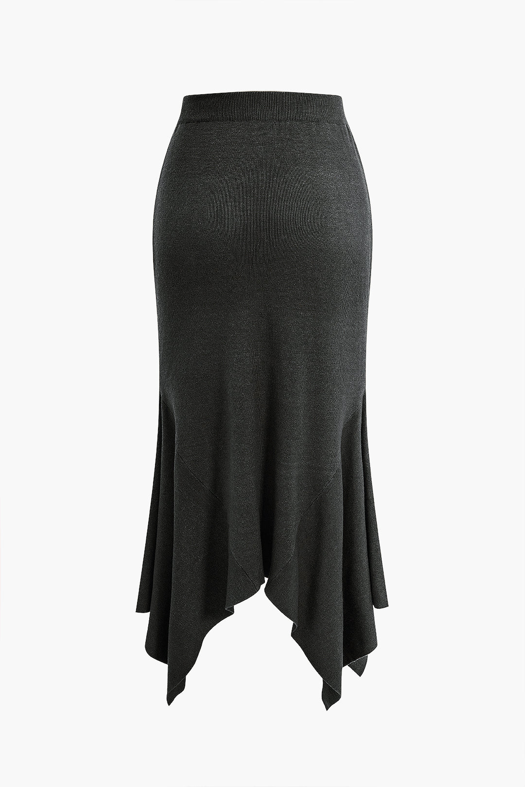 Solid Sweater Asymmetric Skirt
