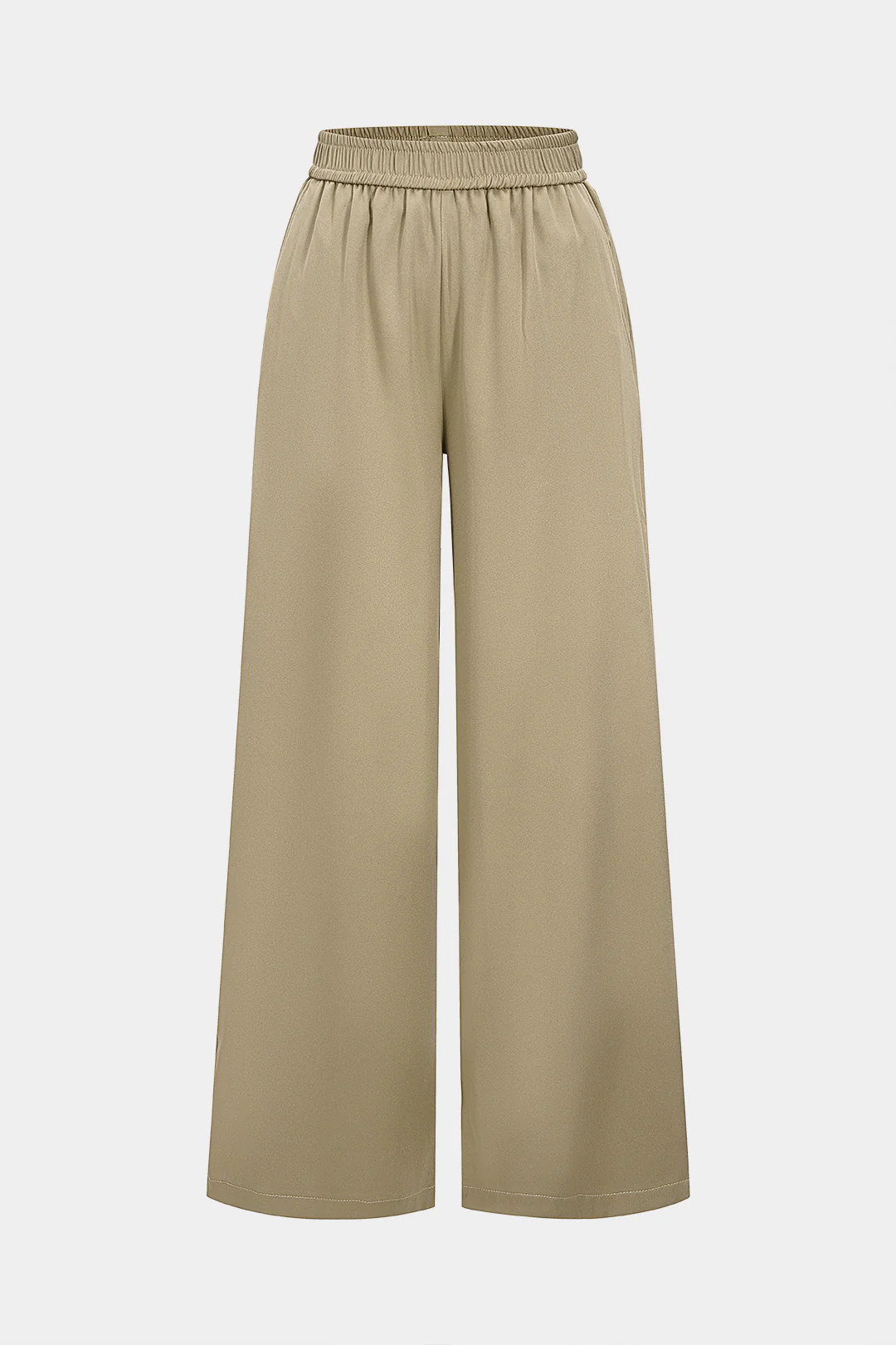 Button Detail Wide Leg Split Pants Set Bottom