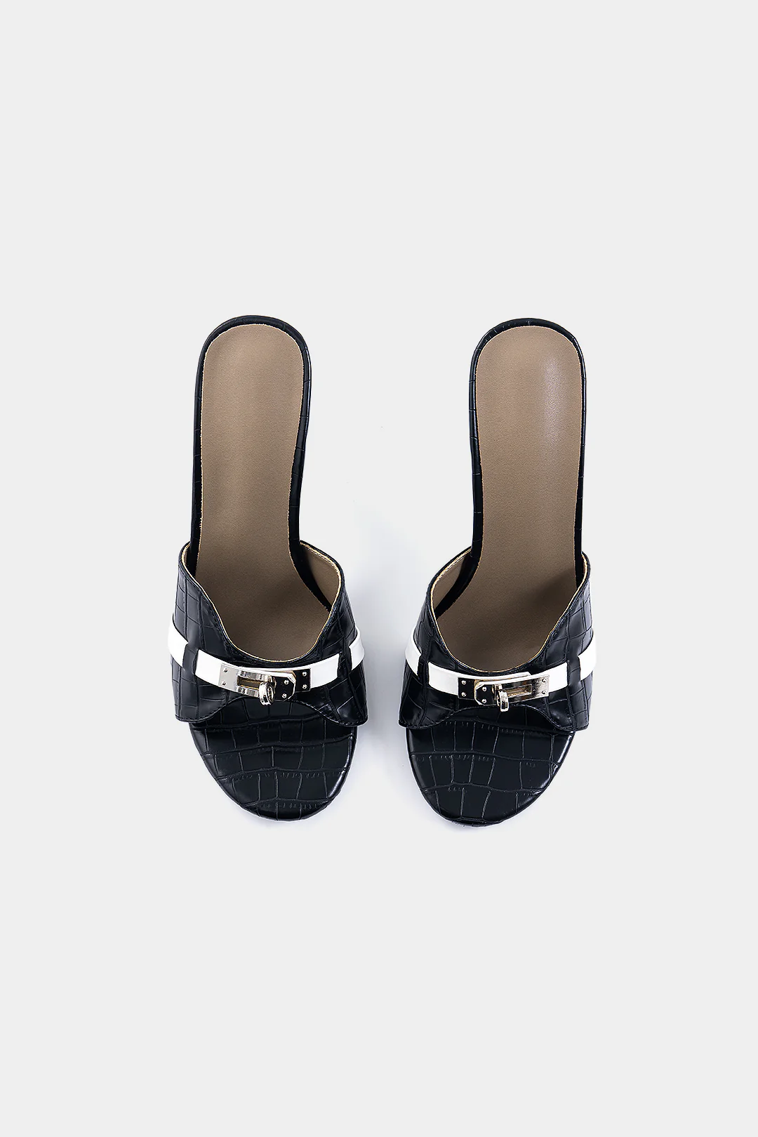 Crocodile Pattern Faux Leather Metallic High Heels