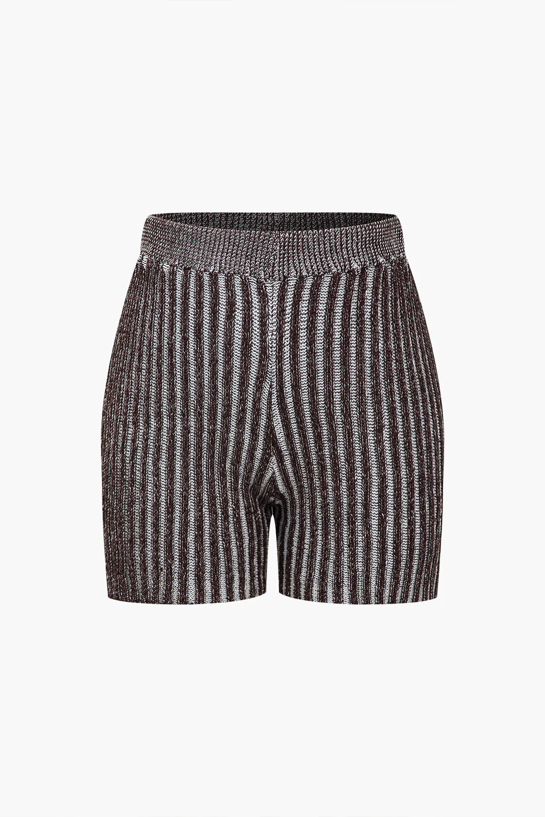 Striped Knit Button-Up Top and Shorts Set