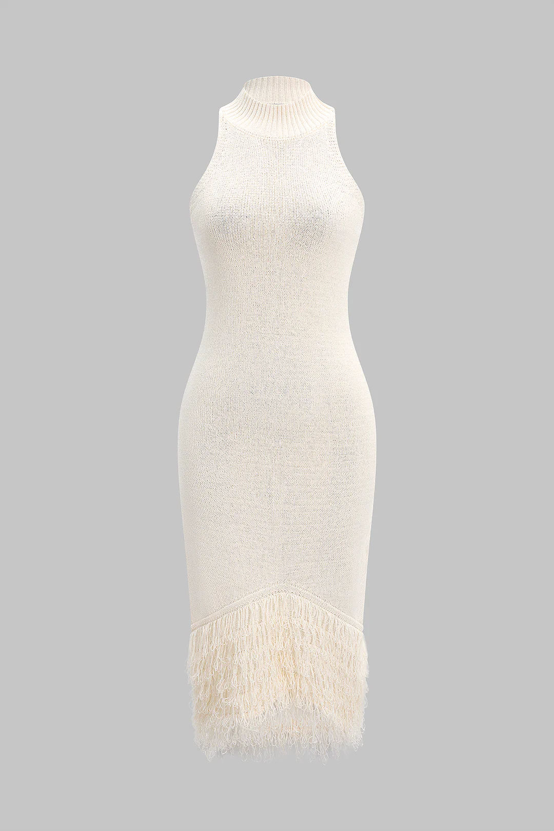 Knit Halter Neck Backless Fringe Sleeveless Garment