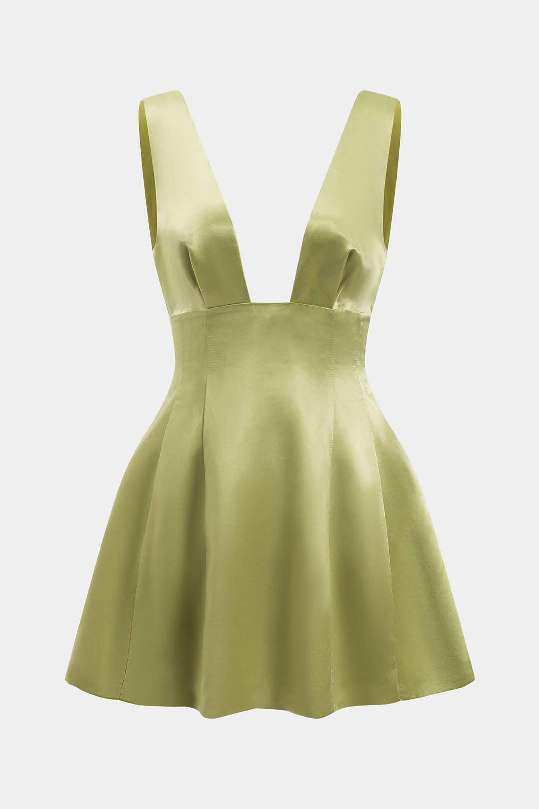 Satin Backless Pleated Sleeveless Mini Dress