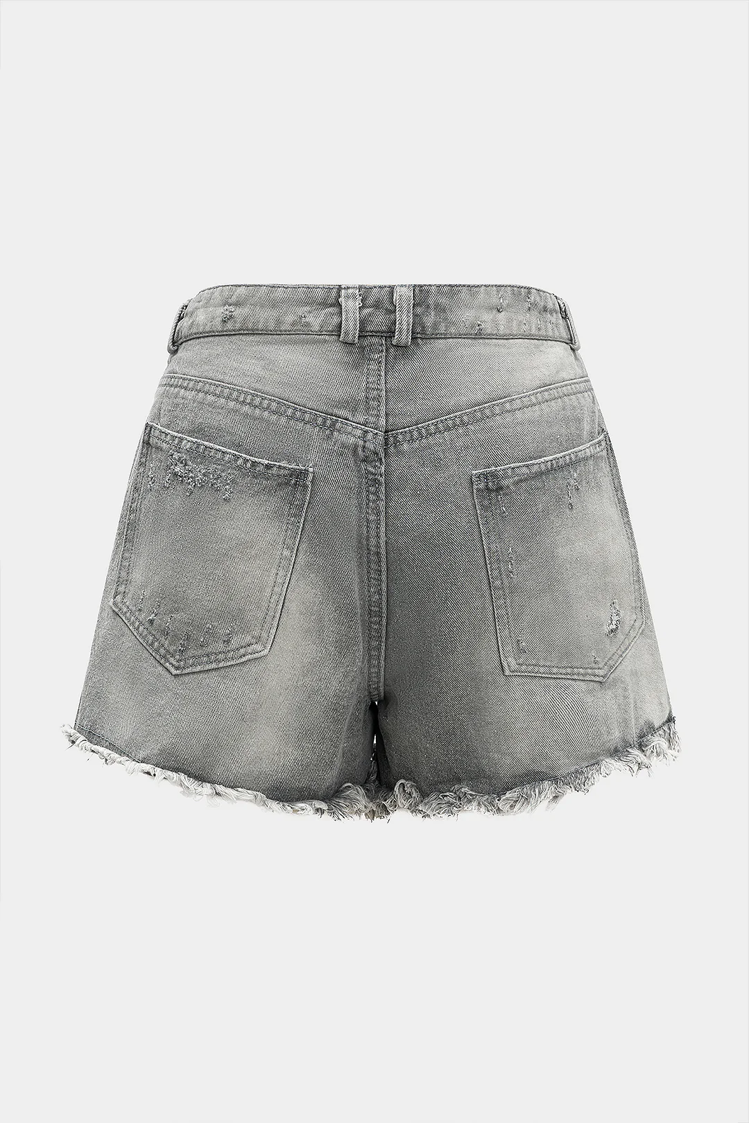 Denim Asymmetric Ripped Shorts