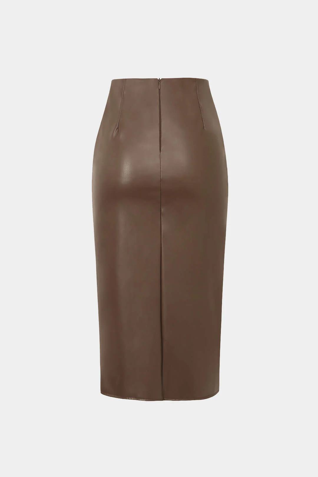 Faux Leather Wrap Ruched Mid-length Skirt
