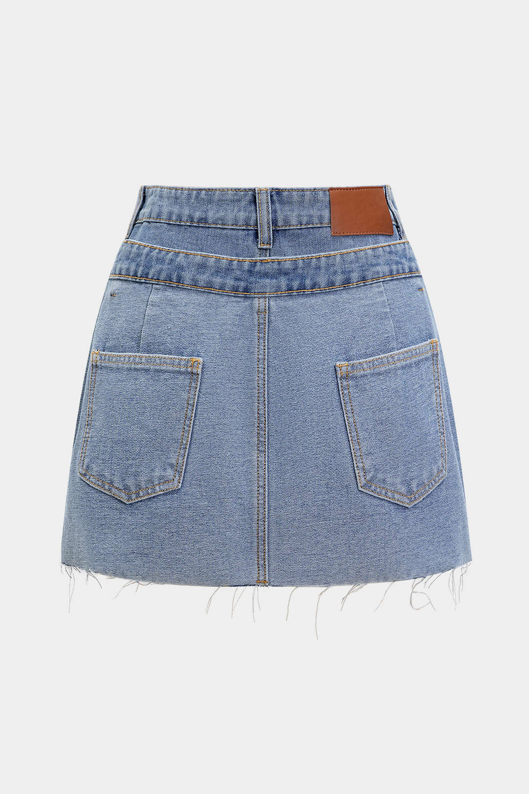 Double Waistband Denim Mini Skirt