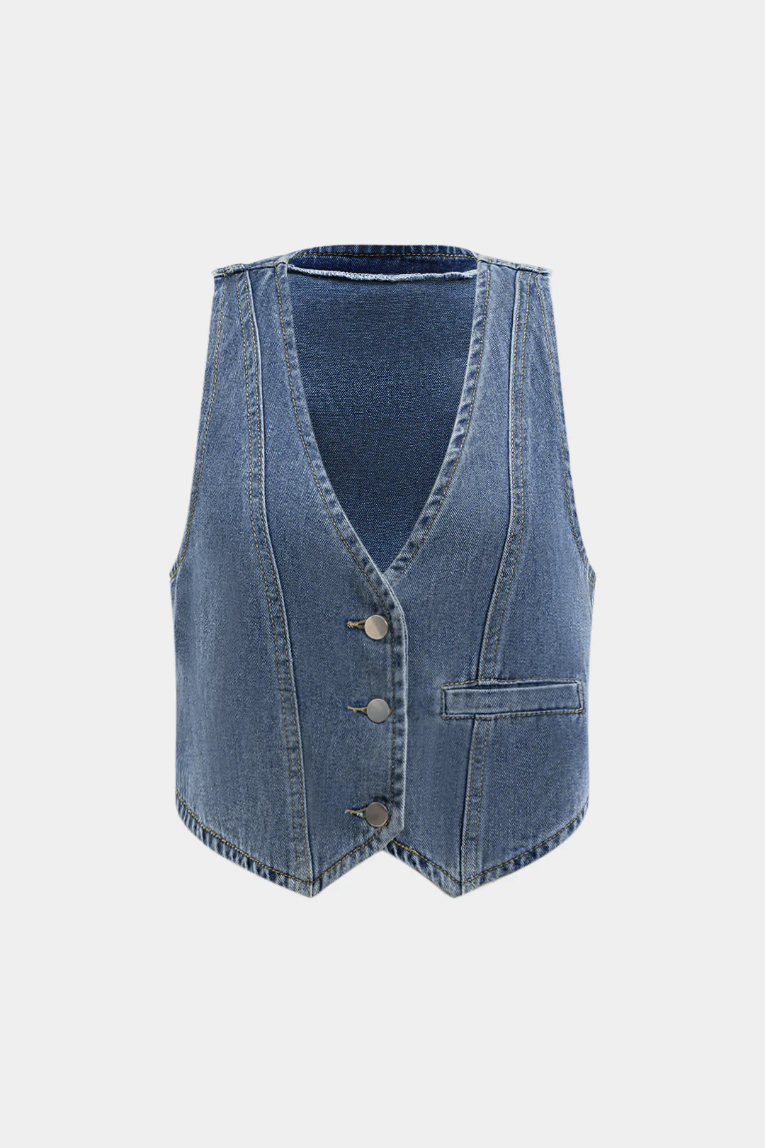 Denim Button Vest