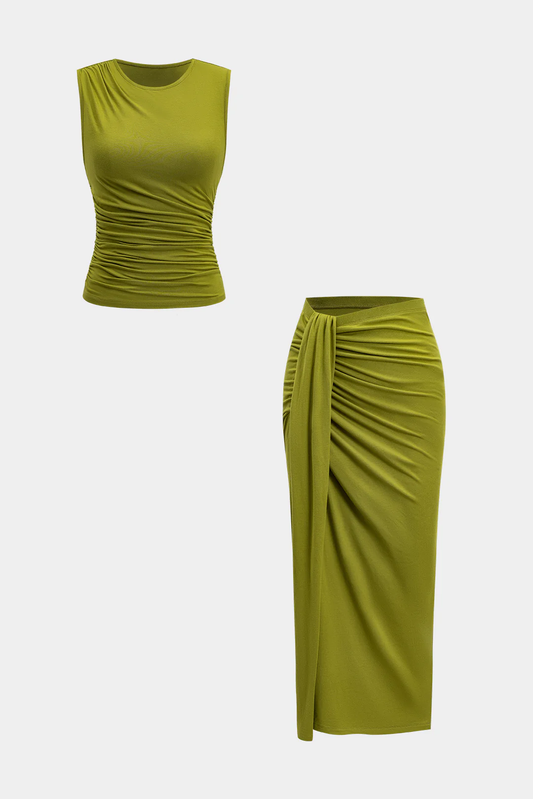 Tank Top and Ruched Knot Skirt Set