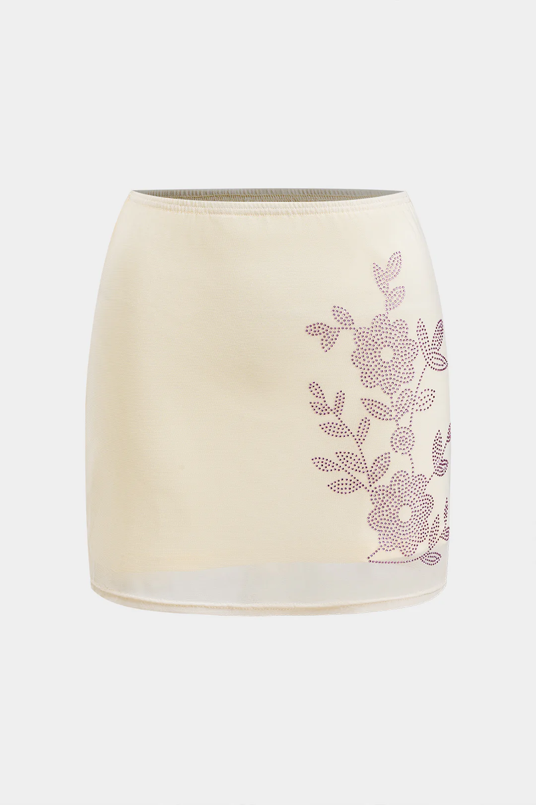 Flower Pattern Mesh Rhinestone Camisole Top and Skirt Set