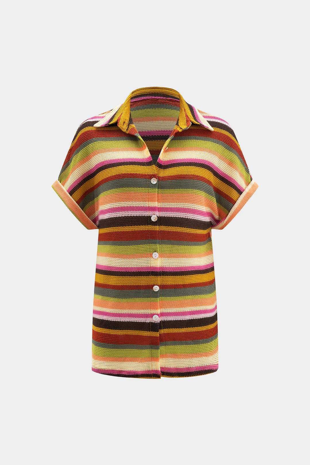 Knit Contrast V-Neck Top and Drawstring Shorts Combo