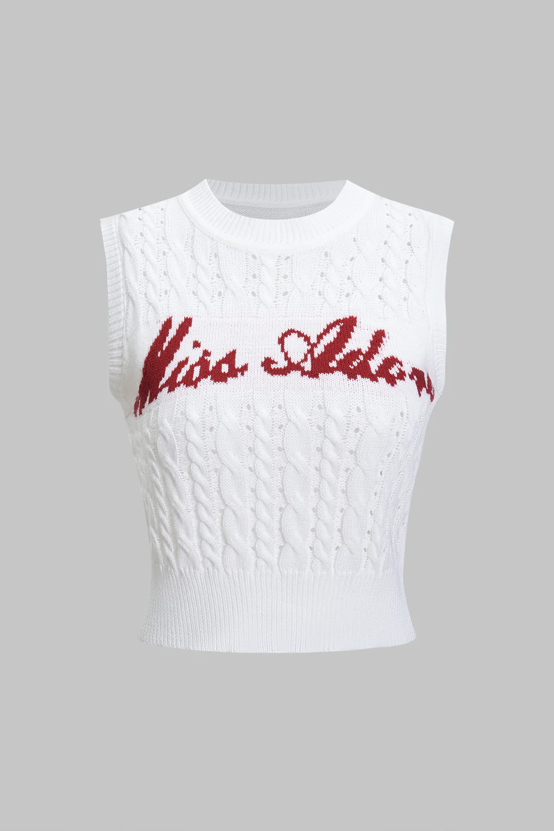 Knit Letter Printed Tank Top