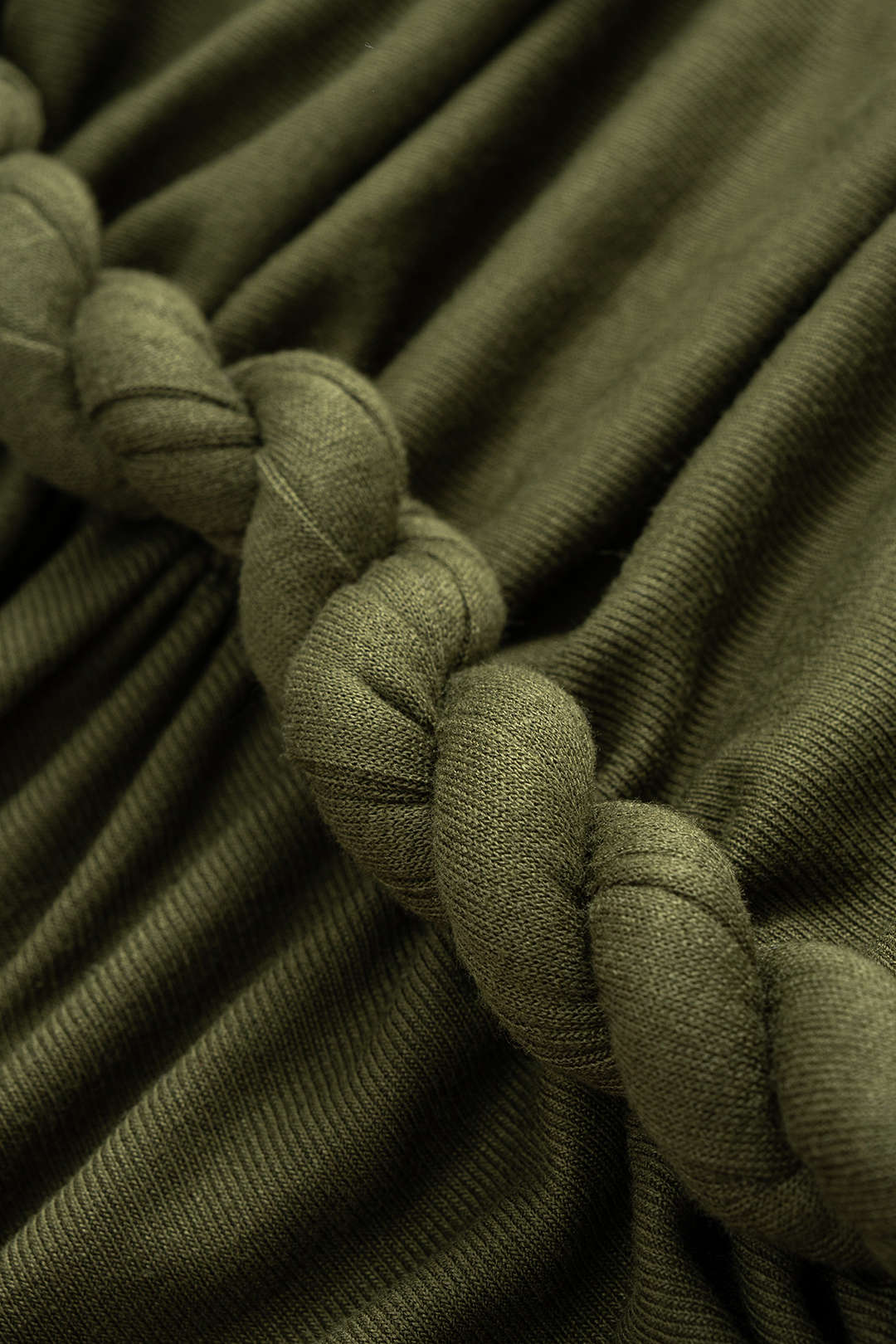 Asymmetrical Shoulder Ruched Twist Knot Sleeveless Long Dress