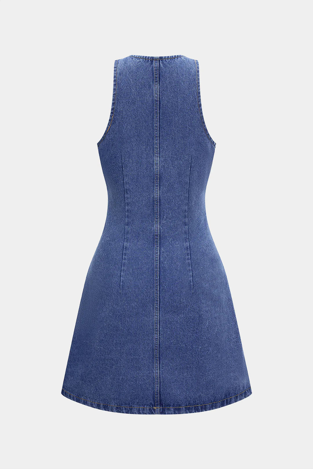 Denim Buttoned Sleeveless Dress