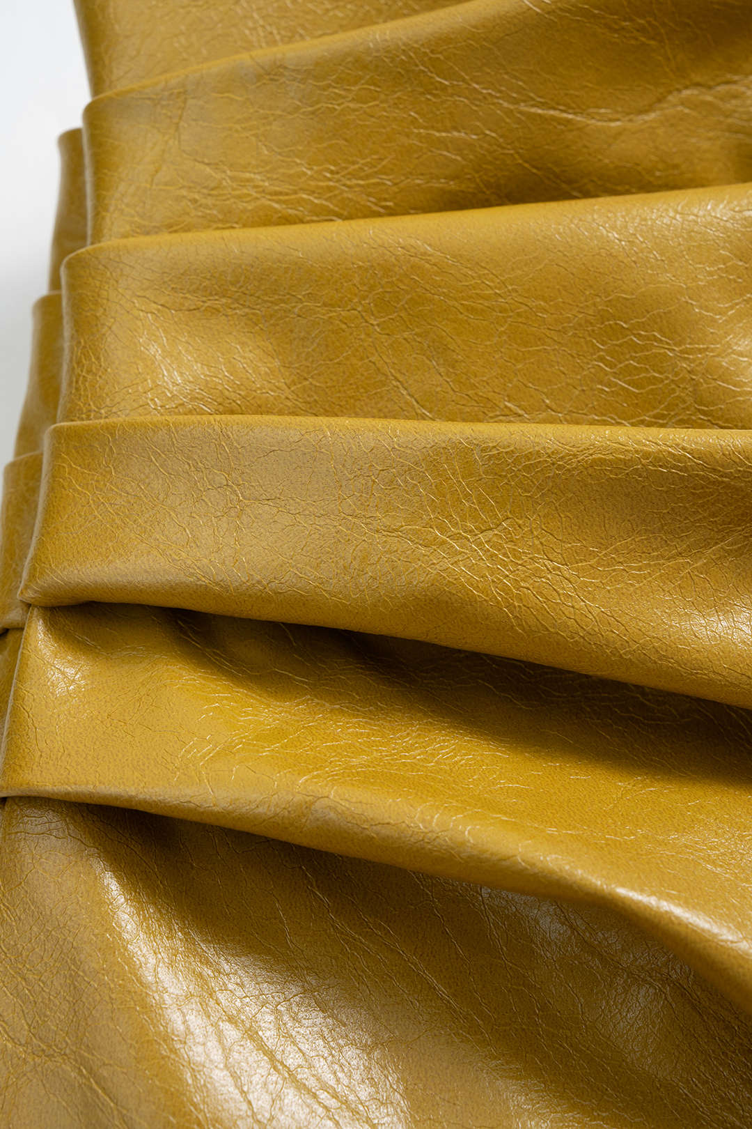 Faux Leather Patchwork High Neck Pleated Sleeveless Mid-length Dress