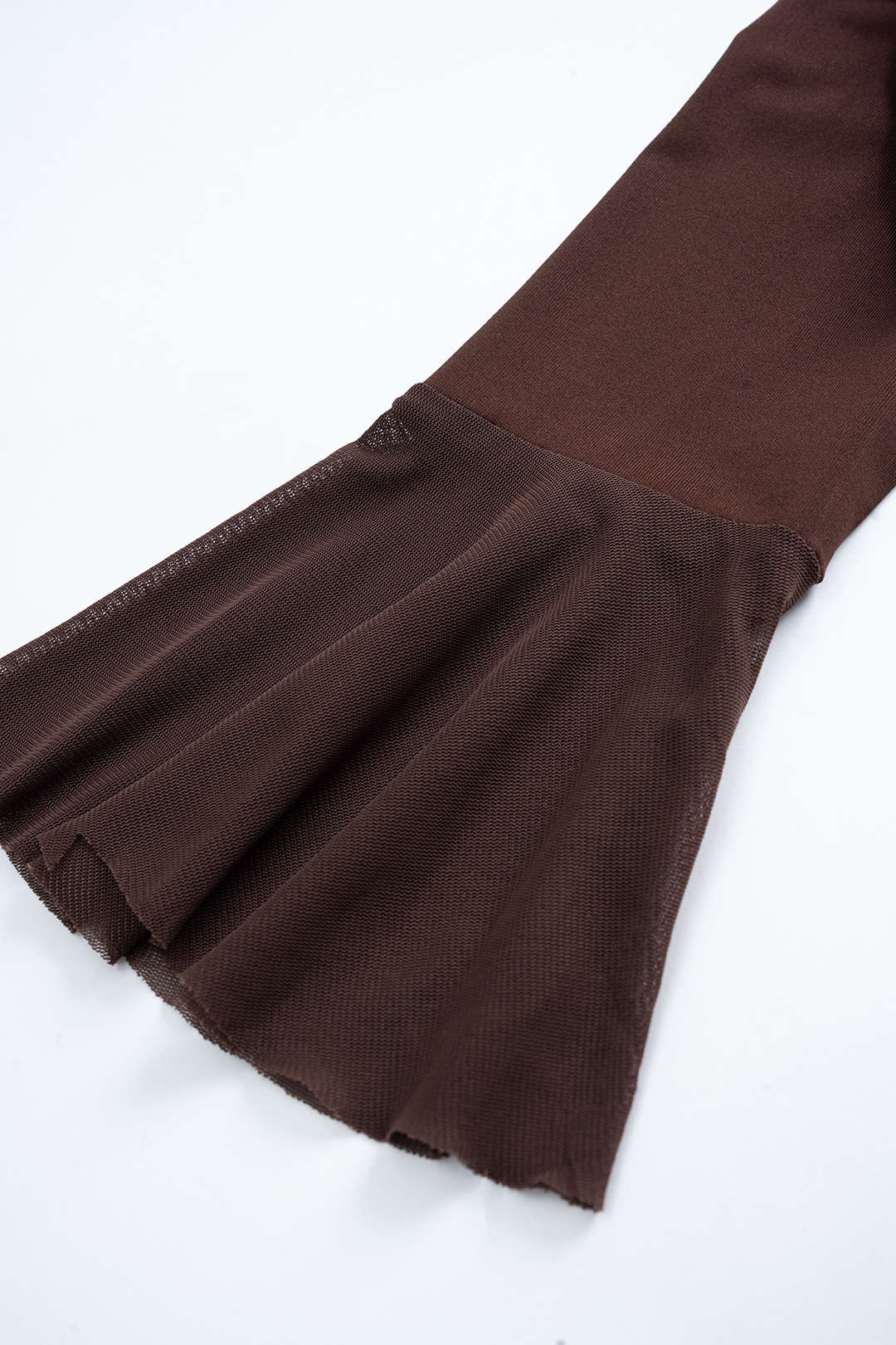 Mesh Bell Sleeve Patchwork V-Neck Long Sleeve Mini Dress