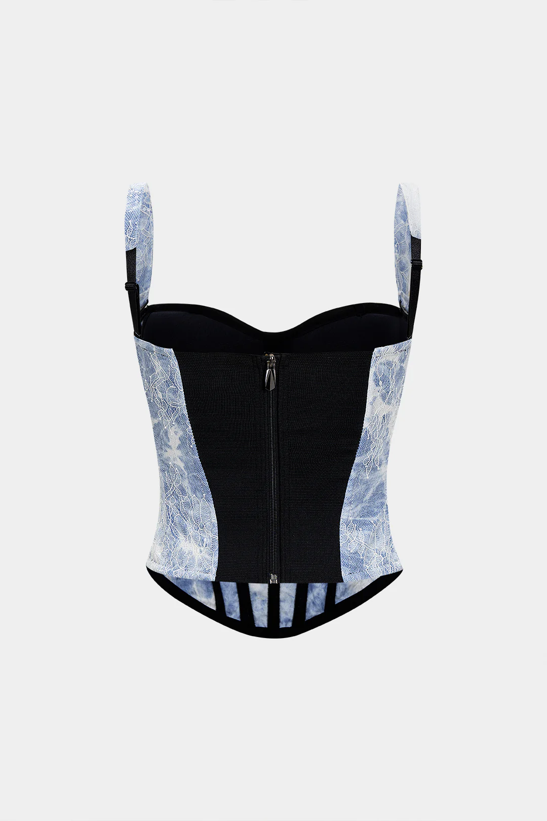 Embroidered Bustier Corset with Zipper Slip Cami Top