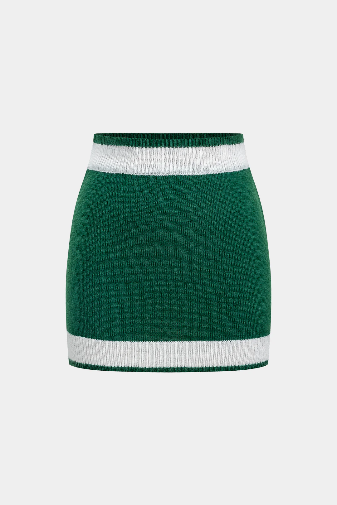 Simple Knit Contrasting Skirt Set